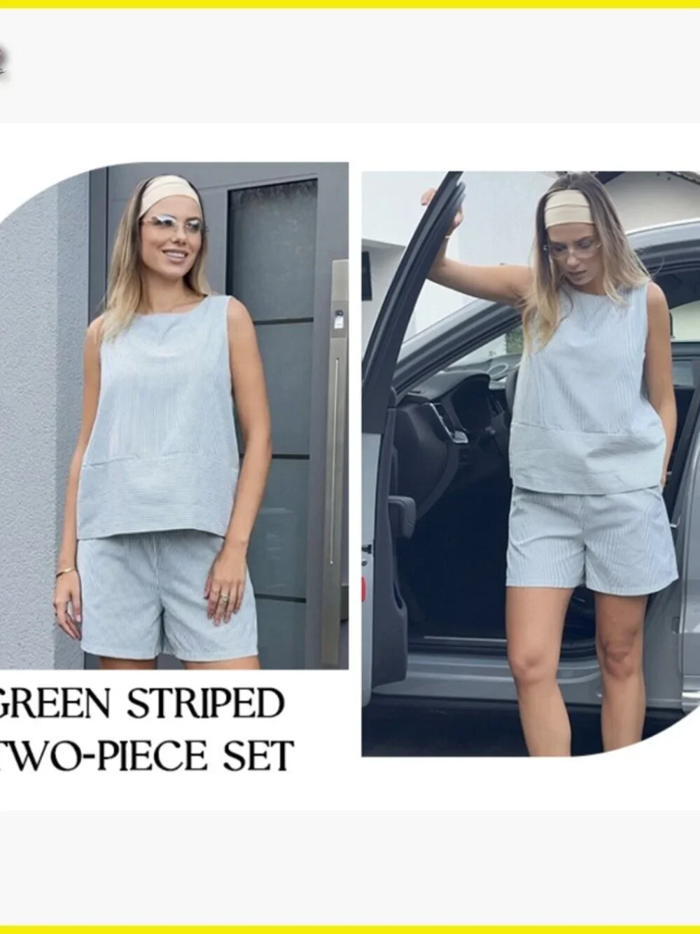 Two Piece Shorts Set Summer Crew Neck Sleeveless Tank Top and Bottom Matching